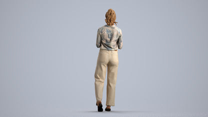 scanned 3D woman casual standing, photogrammetry people for Enscape and V-Ray, front view render