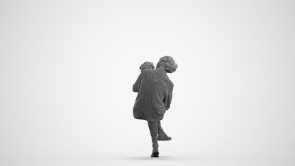 realistic 3D people woman casual sitting, render-ready for V-Ray and Corona, FBX OBJ, wireframe front view