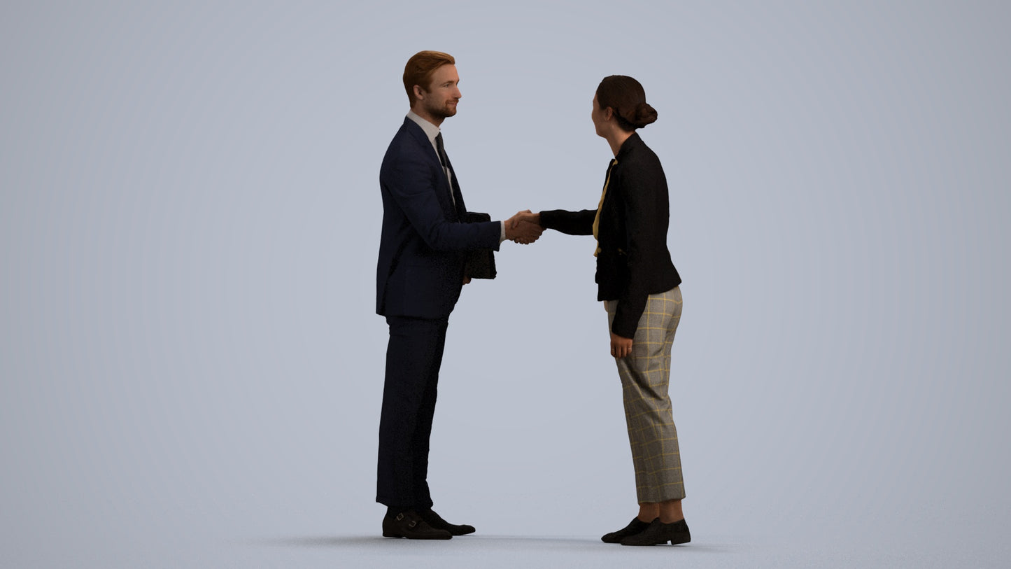 scanned 3D woman business, photogrammetry people for Enscape and V-Ray, front view render