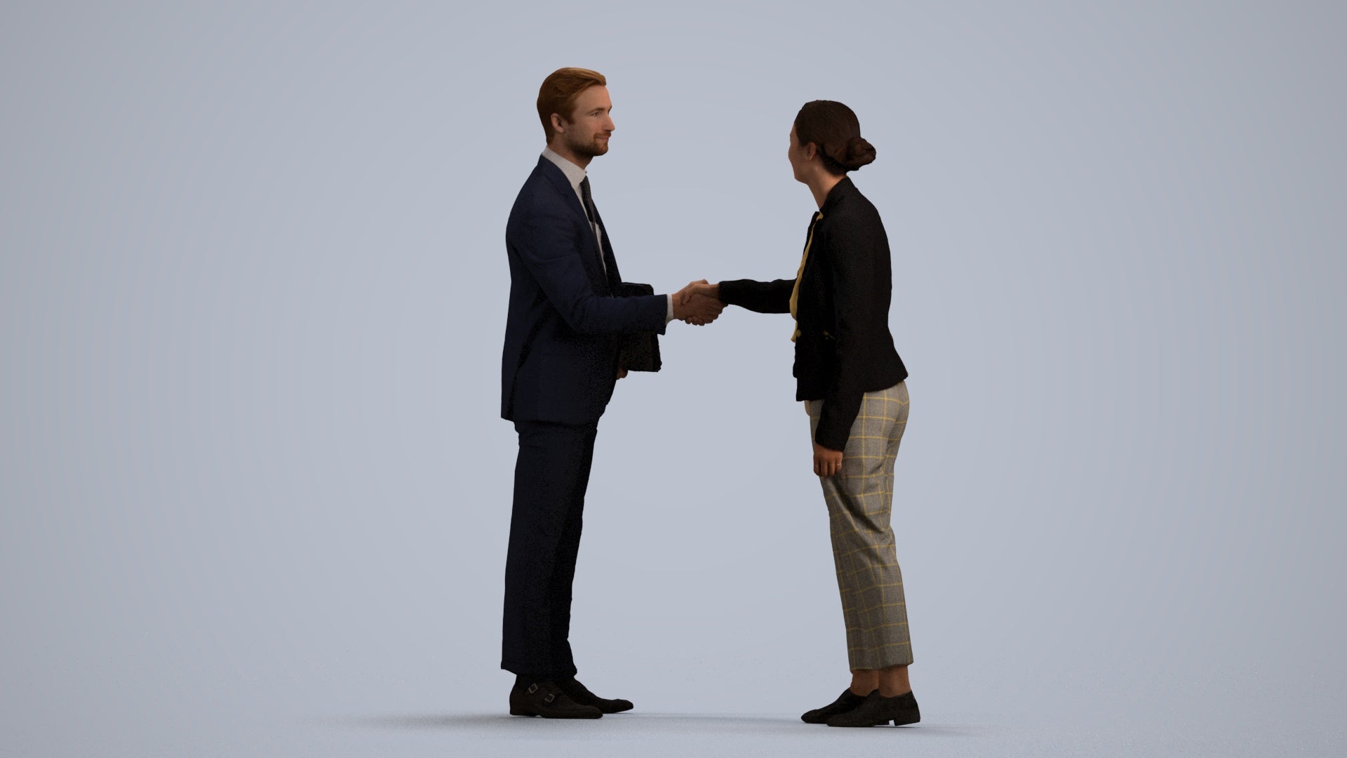 scanned 3D woman business, photogrammetry people for Enscape and V-Ray, front view render