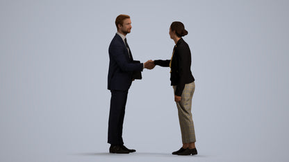 scanned 3D woman business, photogrammetry people for Enscape and V-Ray, front view render
