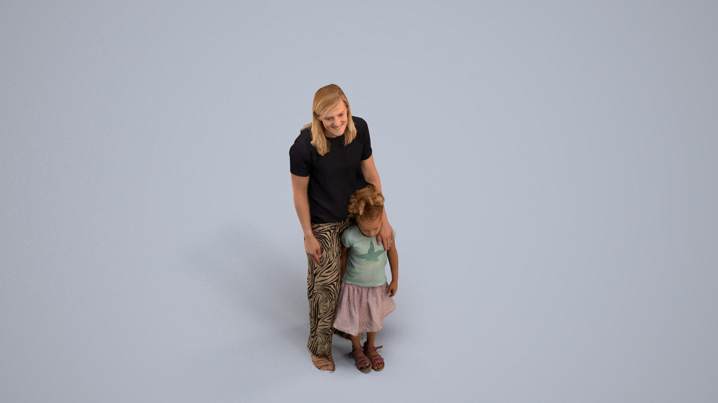 3D people model girl casual kids, scanned human for 3ds Max rendering, back view render