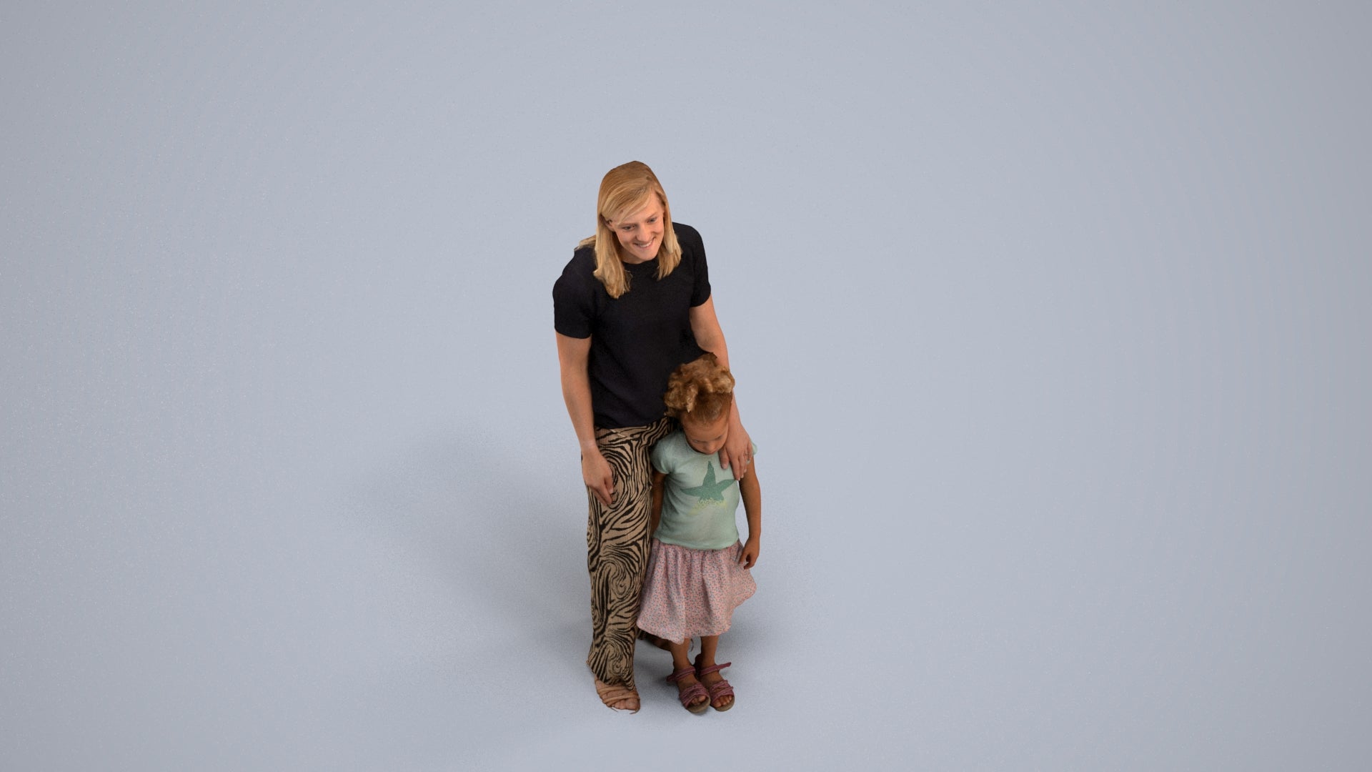 3D people model girl casual kids, scanned human for 3ds Max rendering, back view render