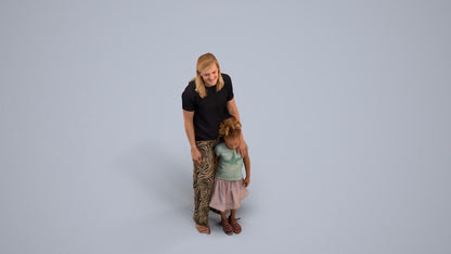 3D people model girl casual kids, scanned human for 3ds Max rendering, back view render