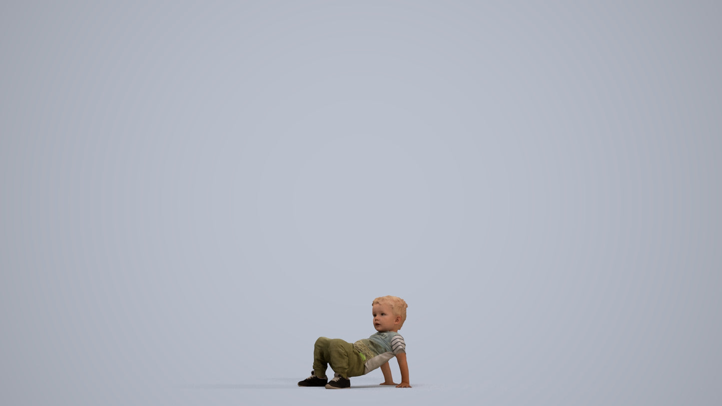 realistic 3D human boy casual kids, archviz people FBX OBJ for Blender, standing pose render