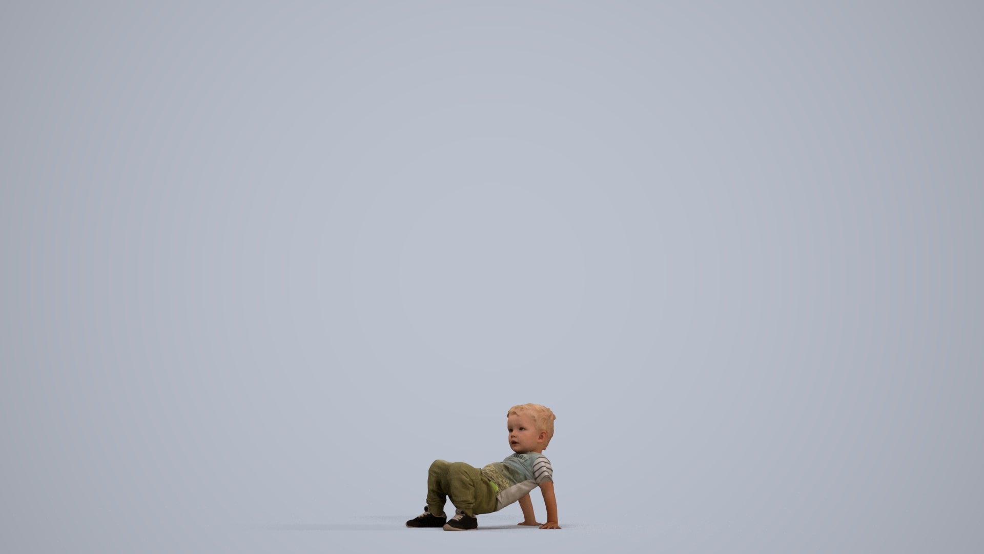 realistic 3D human boy casual kids, archviz people FBX OBJ for Blender, standing pose render