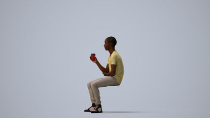 3D human model boy casual kids, photogrammetry scanned person for archviz, three-quarter view render