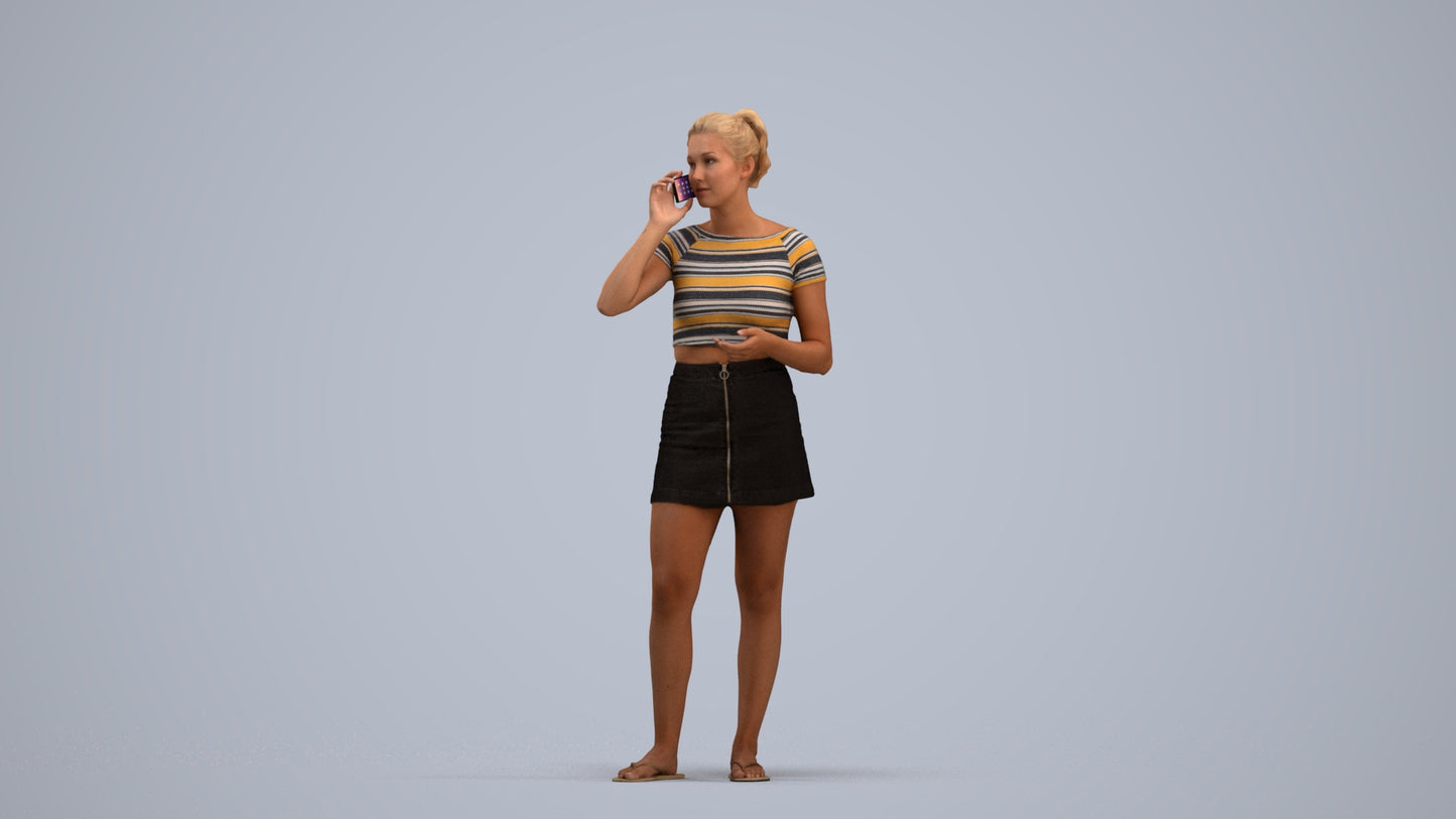 realistic 3D woman casual standing, scanned archviz people for Blender and 3ds Max, standing pose render