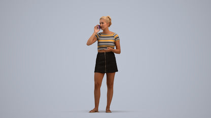 realistic 3D woman casual standing, scanned archviz people for Blender and 3ds Max, standing pose render