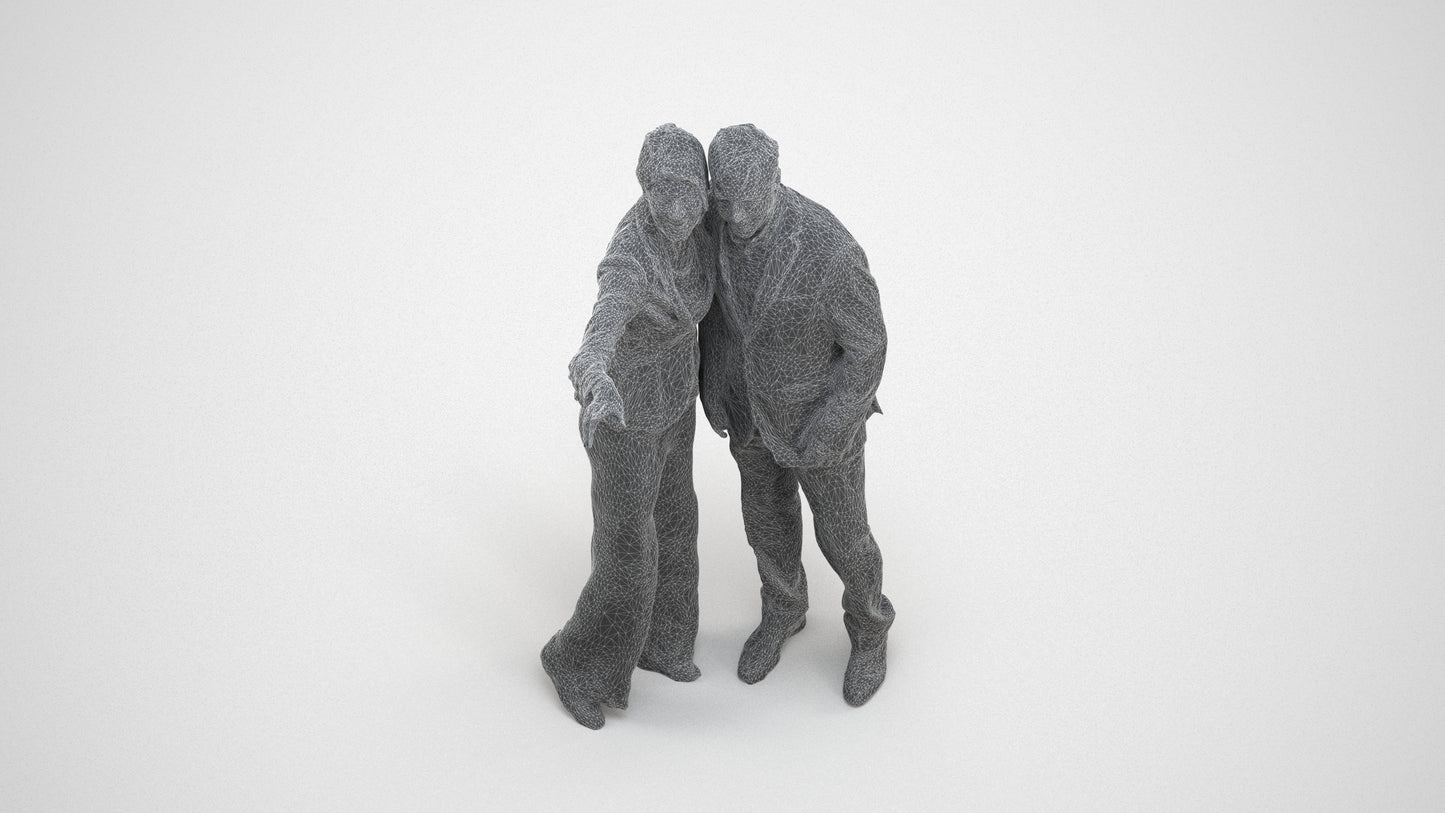 3D people model woman business, scanned human for 3ds Max rendering, wireframe three-quarter view