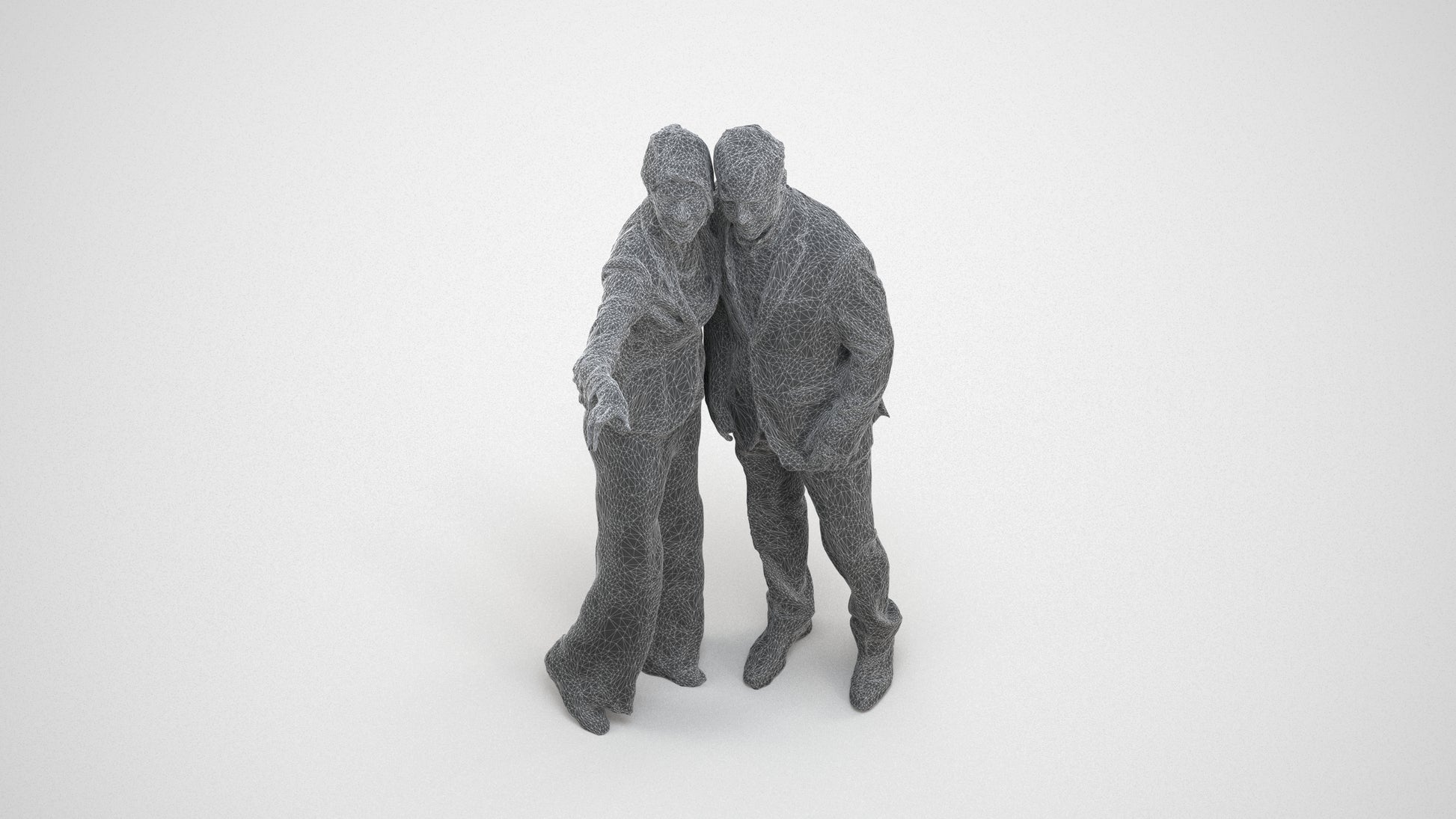 3D people model woman business, scanned human for 3ds Max rendering, wireframe three-quarter view