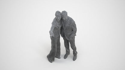 3D people model woman business, scanned human for 3ds Max rendering, wireframe three-quarter view