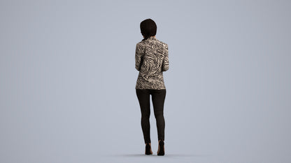 realistic 3D human woman business walking, archviz people FBX OBJ for Blender, front view render