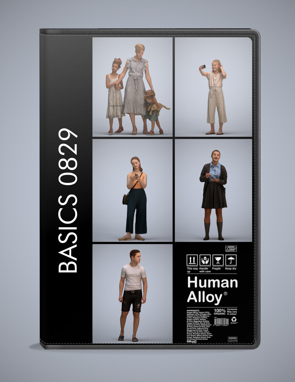 realistic 3D people kids set, 5 render-ready models for V-Ray and Corona