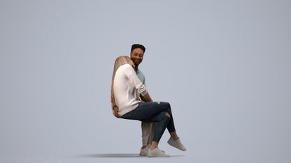 realistic 3D human woman casual couple, archviz people FBX OBJ for Blender, side view render