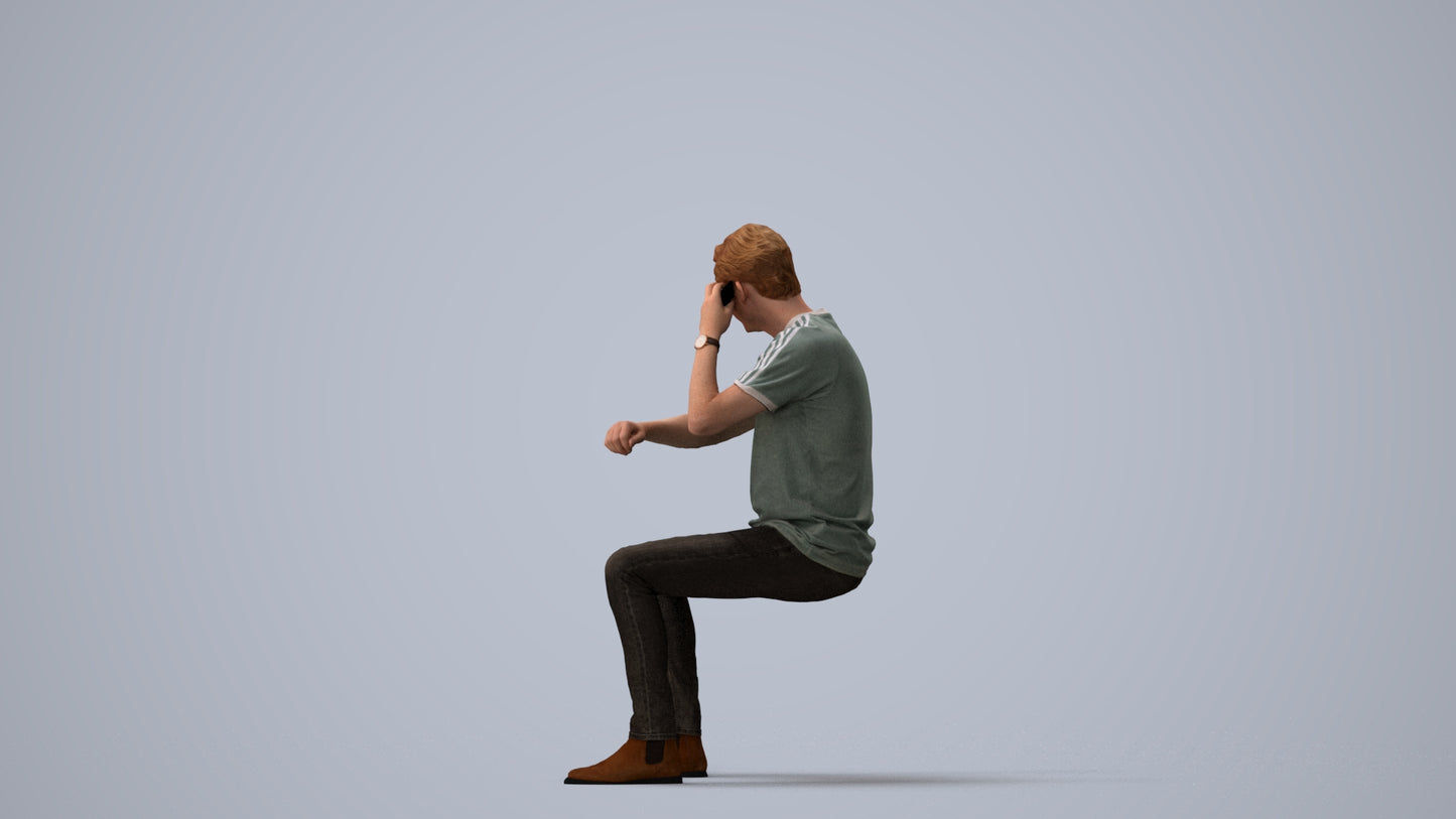 3D people model man casual couple, scanned human for 3ds Max rendering, three-quarter view render