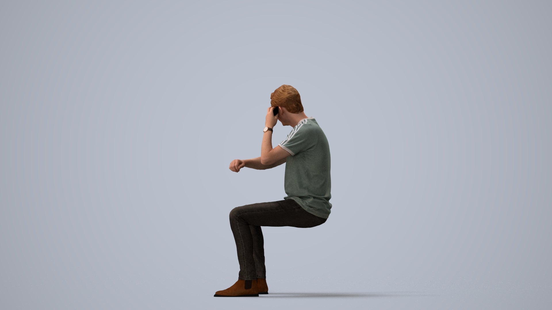 3D people model man casual couple, scanned human for 3ds Max rendering, three-quarter view render