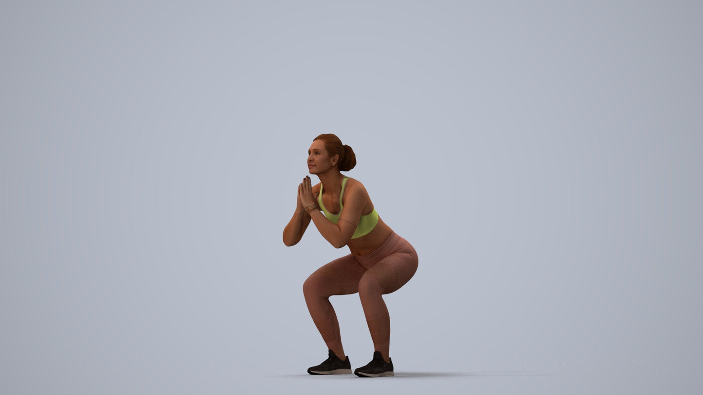 realistic 3D people woman sport, render-ready for V-Ray and Corona, FBX OBJ, three-quarter view render