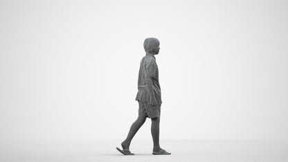 3D scanned boy kids, photorealistic archviz people for Enscape and SketchUp, wireframe side view