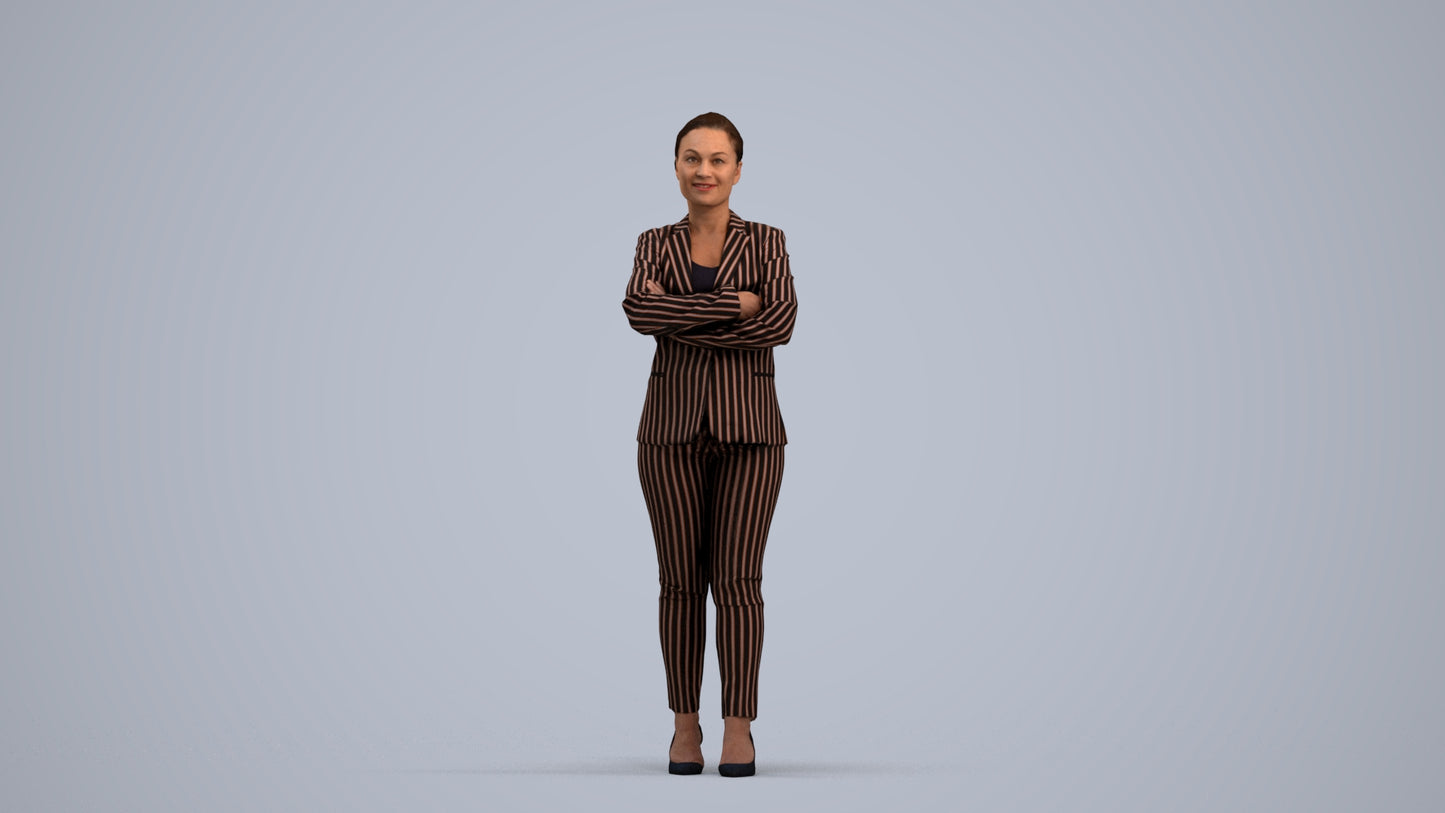 scanned 3D woman business standing, photogrammetry people for Enscape and V-Ray, standing pose render