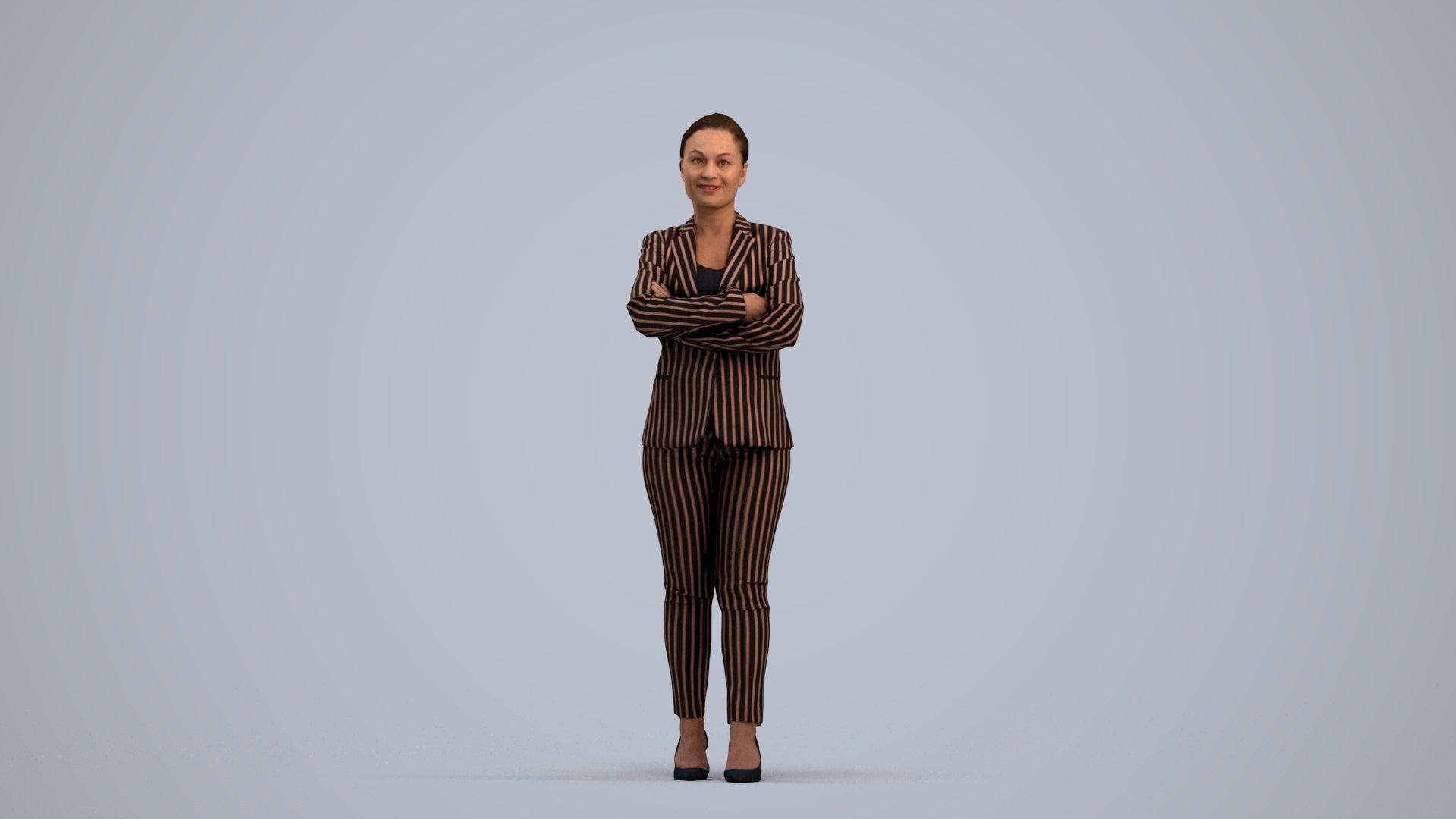 scanned 3D woman business standing, photogrammetry people for Enscape and V-Ray, standing pose render