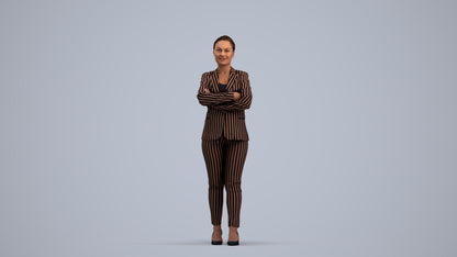 scanned 3D woman business standing, photogrammetry people for Enscape and V-Ray, standing pose render