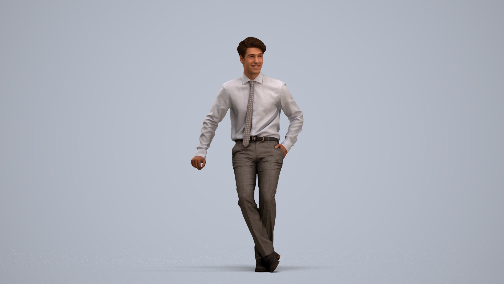 realistic 3D human man business, archviz people FBX OBJ for Blender, standing pose render