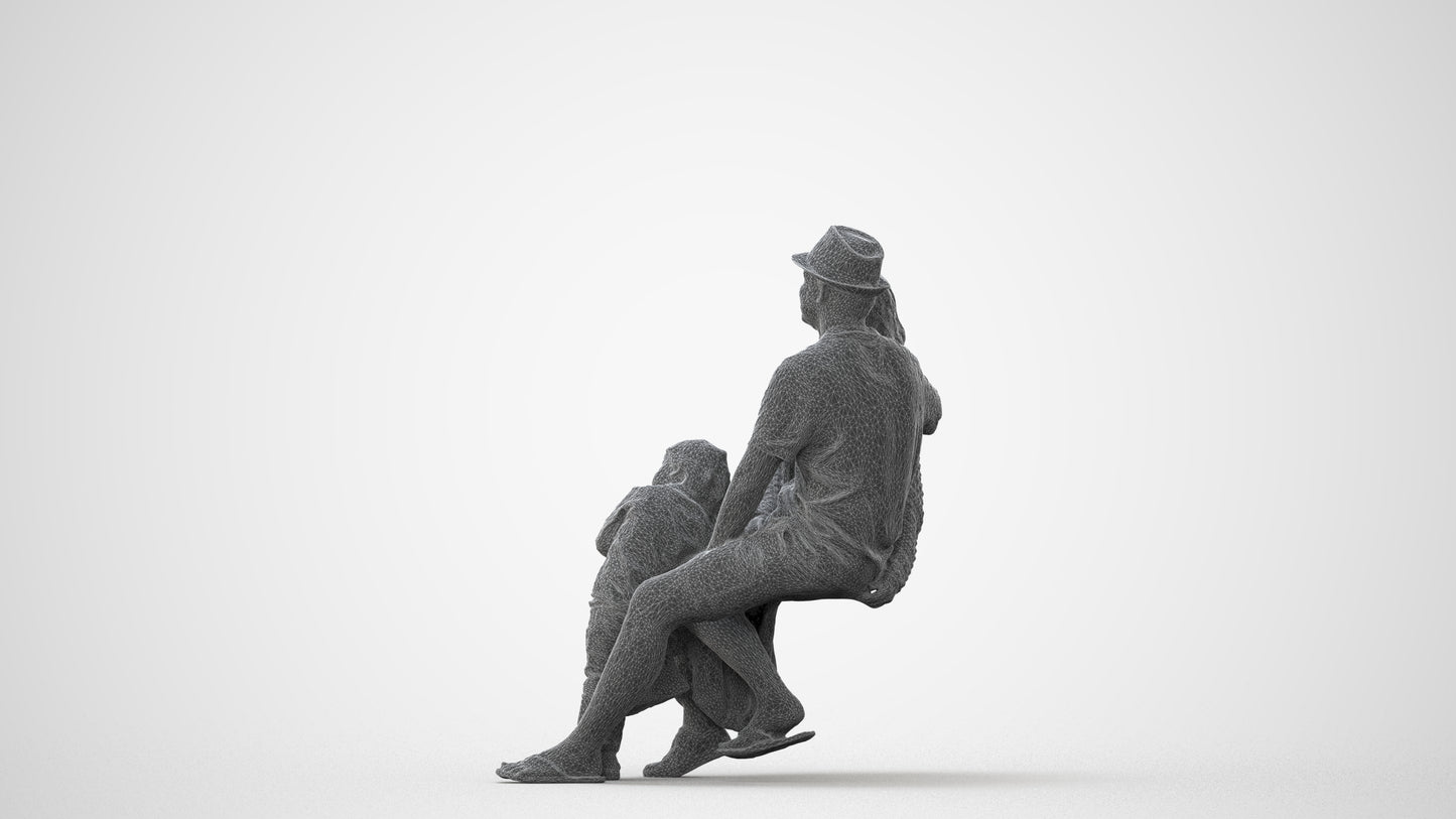 3D scanned girl kids, photorealistic archviz people for Enscape and SketchUp, square thumbnail