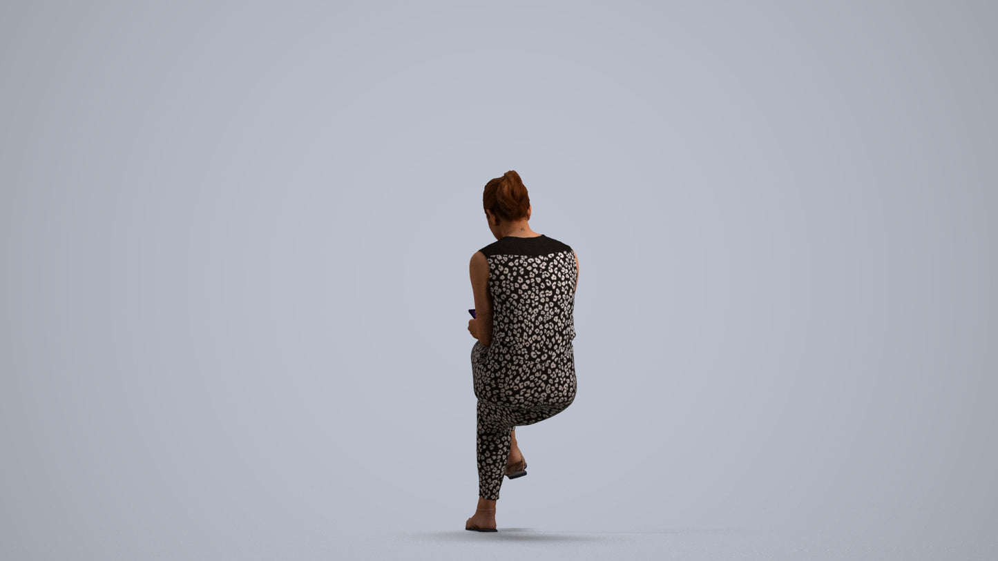 realistic 3D people woman casual sitting, render-ready for V-Ray and Corona, FBX OBJ, front view render