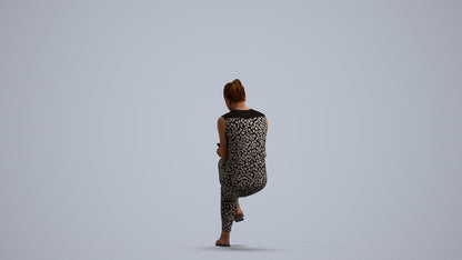realistic 3D people woman casual sitting, render-ready for V-Ray and Corona, FBX OBJ, front view render