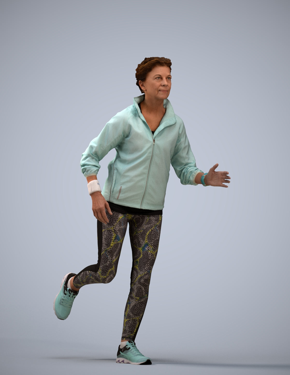 3D human model woman sport, photogrammetry scanned person for archviz