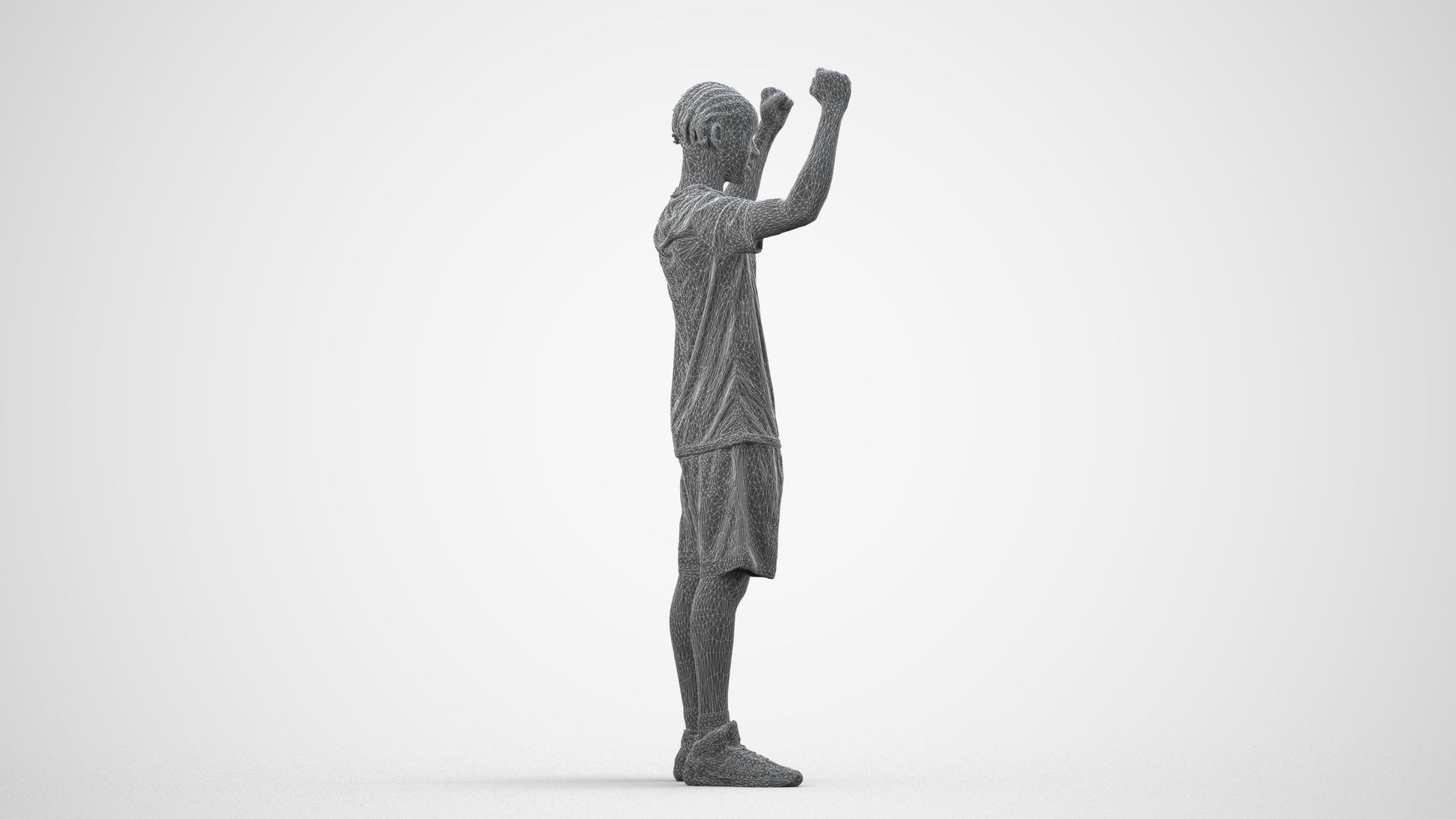realistic 3D boy sport, scanned archviz people for Blender and 3ds Max, wireframe side view