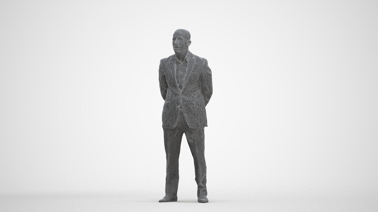 3D scanned man business, photorealistic archviz people for Enscape and SketchUp, three-quarter front view render