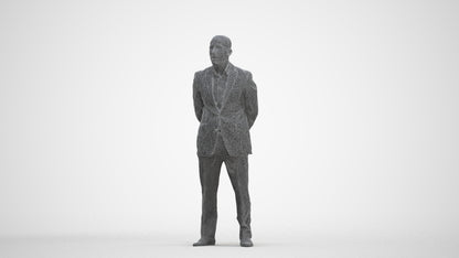 3D scanned man business, photorealistic archviz people for Enscape and SketchUp, three-quarter front view render