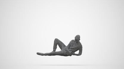 photogrammetry 3D man casual sitting, realistic human model archviz FBX, wireframe back view