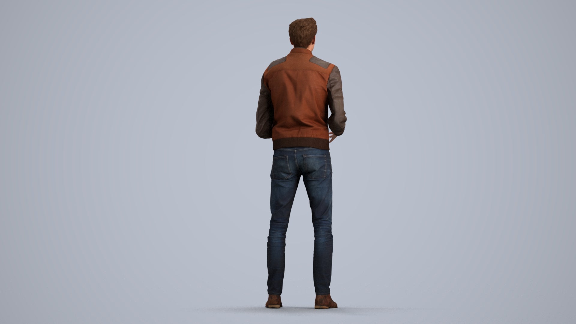 realistic 3D man casual business, scanned archviz people for Blender and 3ds Max, front view render