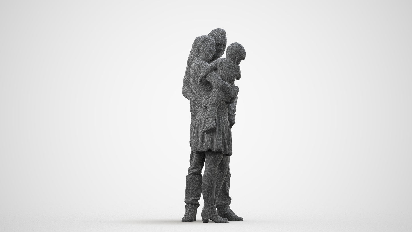 realistic 3D people girl casual standing, render-ready for V-Ray and Corona, FBX OBJ, wireframe side view