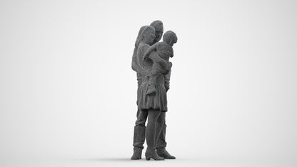 realistic 3D people girl casual standing, render-ready for V-Ray and Corona, FBX OBJ, wireframe side view