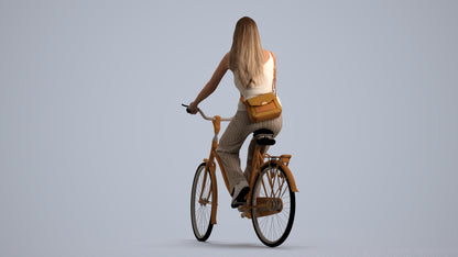 realistic 3D people woman casual cycling, render-ready for V-Ray and Corona, FBX OBJ, front view render