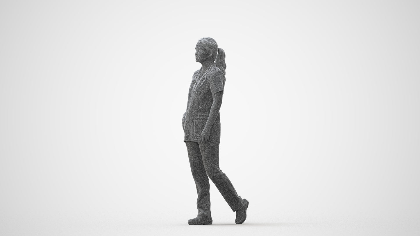 scanned 3D woman standing, photogrammetry people for Enscape and V-Ray, square thumbnail