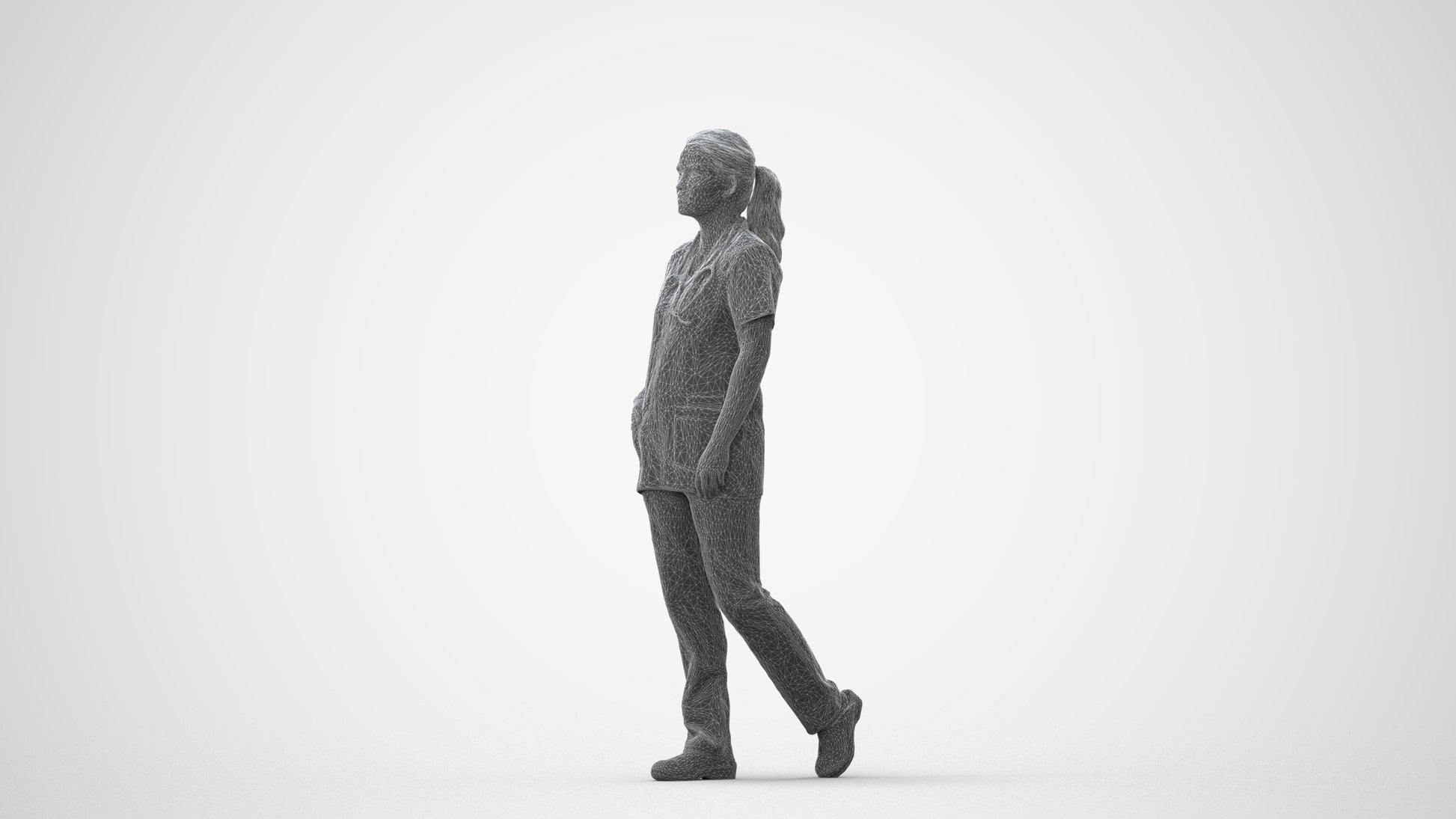 scanned 3D woman standing, photogrammetry people for Enscape and V-Ray, square thumbnail
