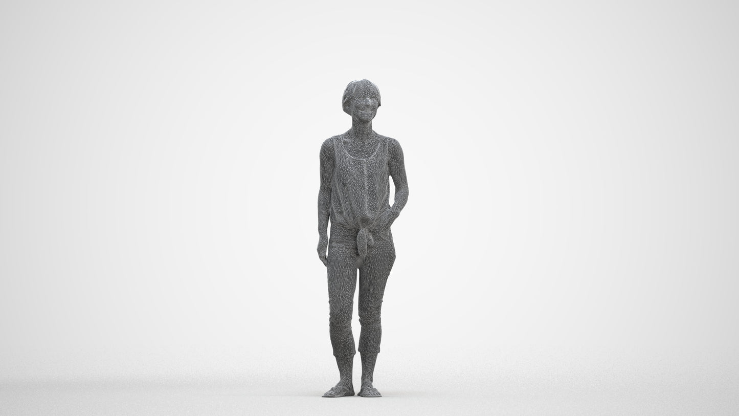 realistic 3D people senior woman standing, render-ready for V-Ray and Corona, FBX OBJ, three-quarter front view render