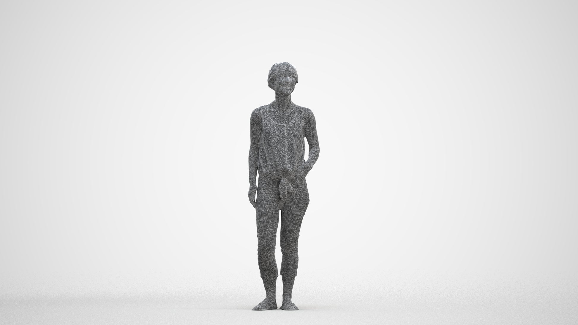 realistic 3D people senior woman standing, render-ready for V-Ray and Corona, FBX OBJ, three-quarter front view render