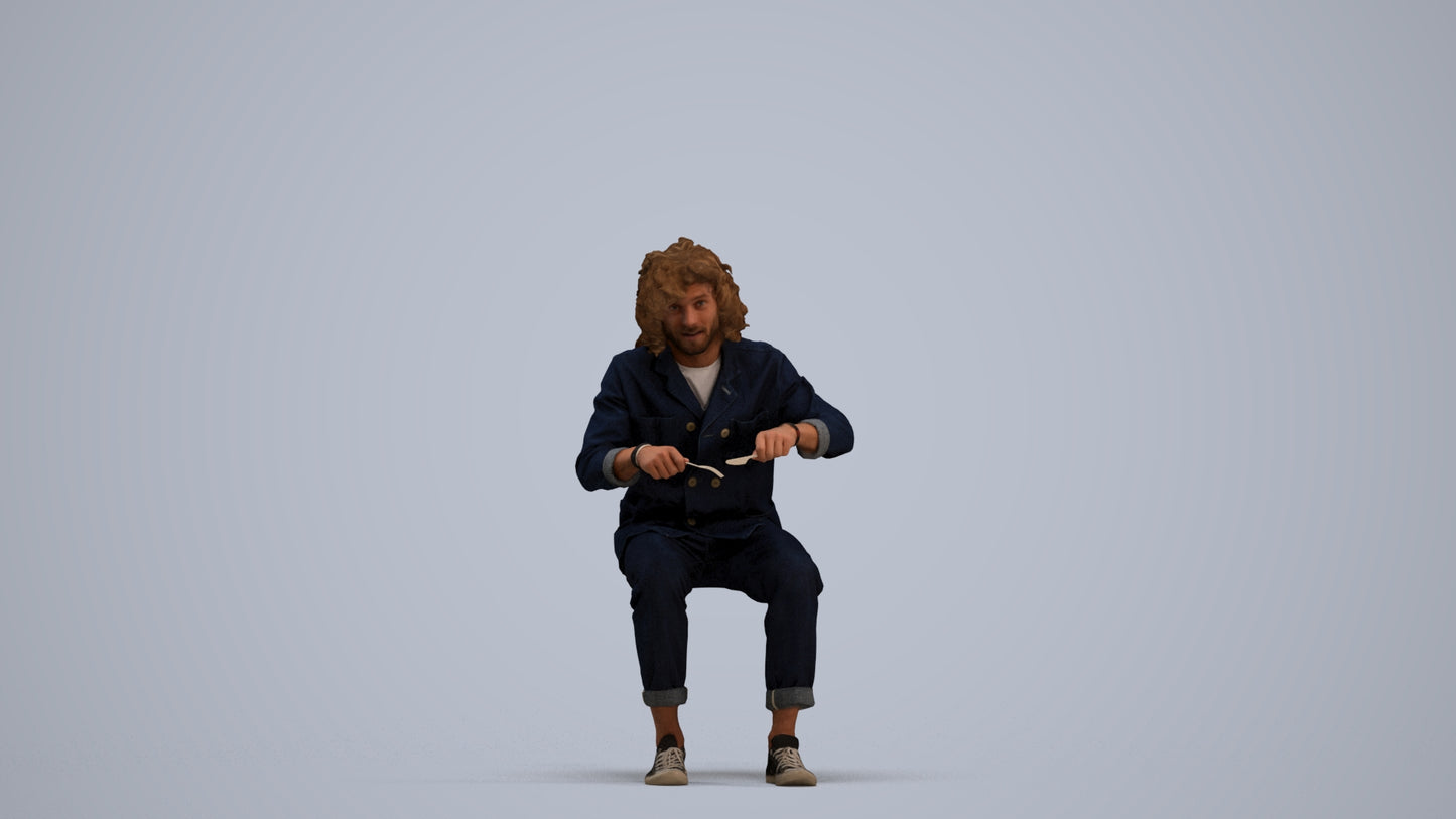 realistic 3D man casual sitting, scanned archviz people for Blender and 3ds Max, standing pose render