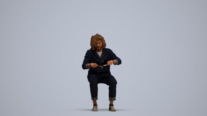 realistic 3D man casual sitting, scanned archviz people for Blender and 3ds Max, standing pose render