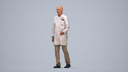 realistic 3D senior man medical, scanned archviz people for Blender and 3ds Max, top-down view render