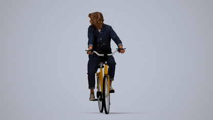 photogrammetry 3D man casual cycling, realistic human model archviz FBX, top-down view render