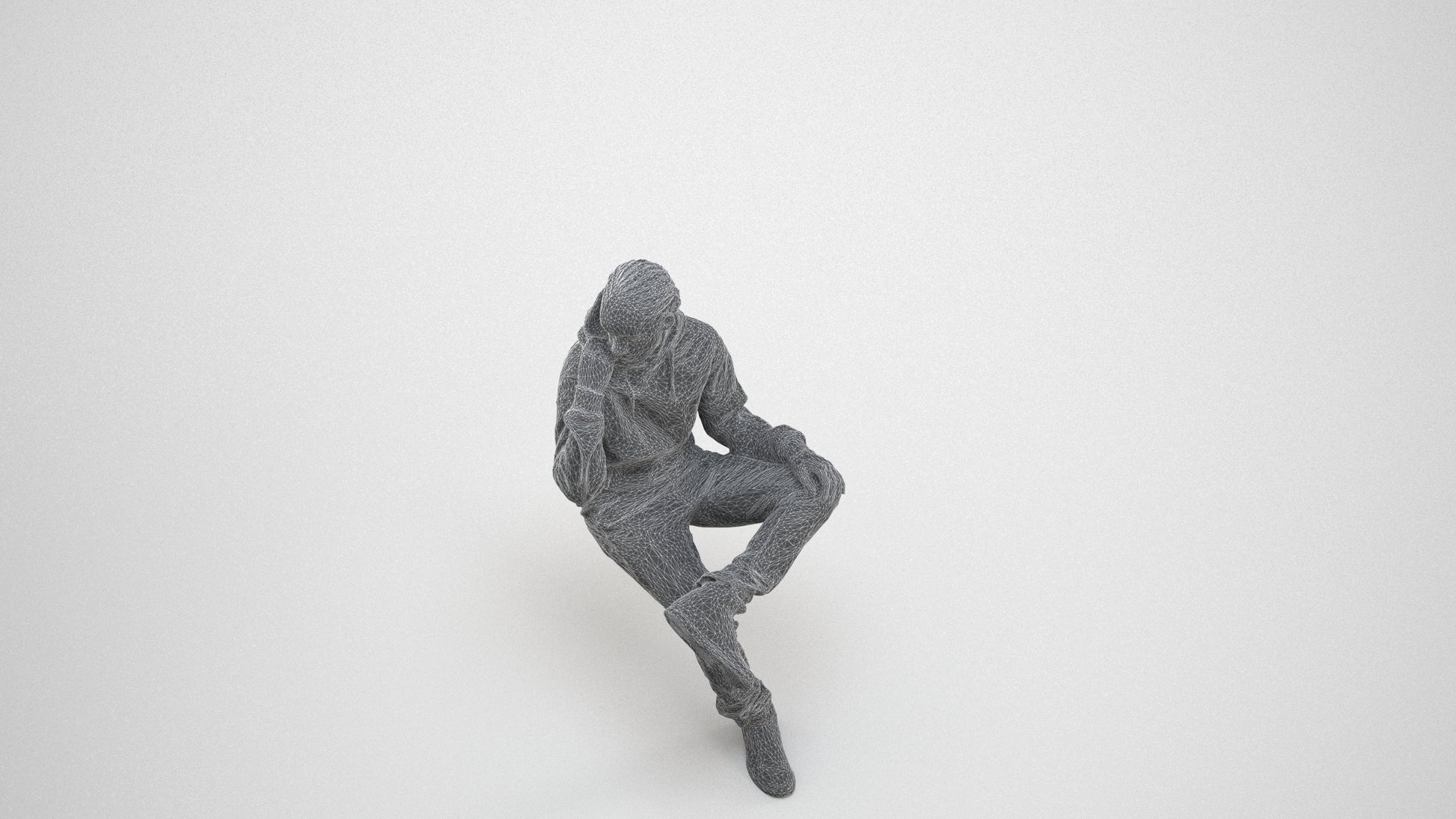 3D scanned boy kids casual, photorealistic archviz people for Enscape and SketchUp, wireframe three-quarter view