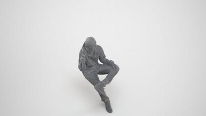 3D scanned boy kids casual, photorealistic archviz people for Enscape and SketchUp, wireframe three-quarter view