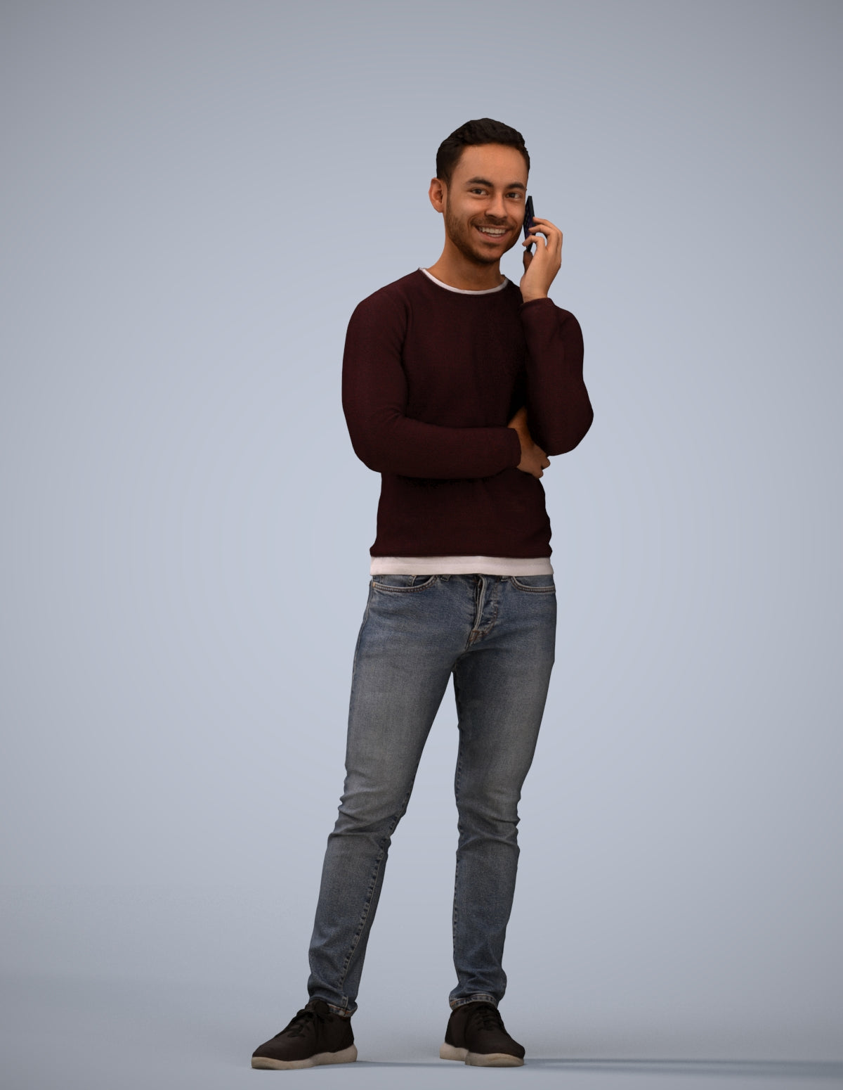 3D human model man casual standing, photogrammetry scanned person for archviz